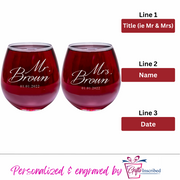 Mr & Mrs Wine Stemless Design 9