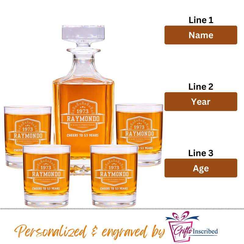 Whiskey Decanter + 4 Glasses Design 13