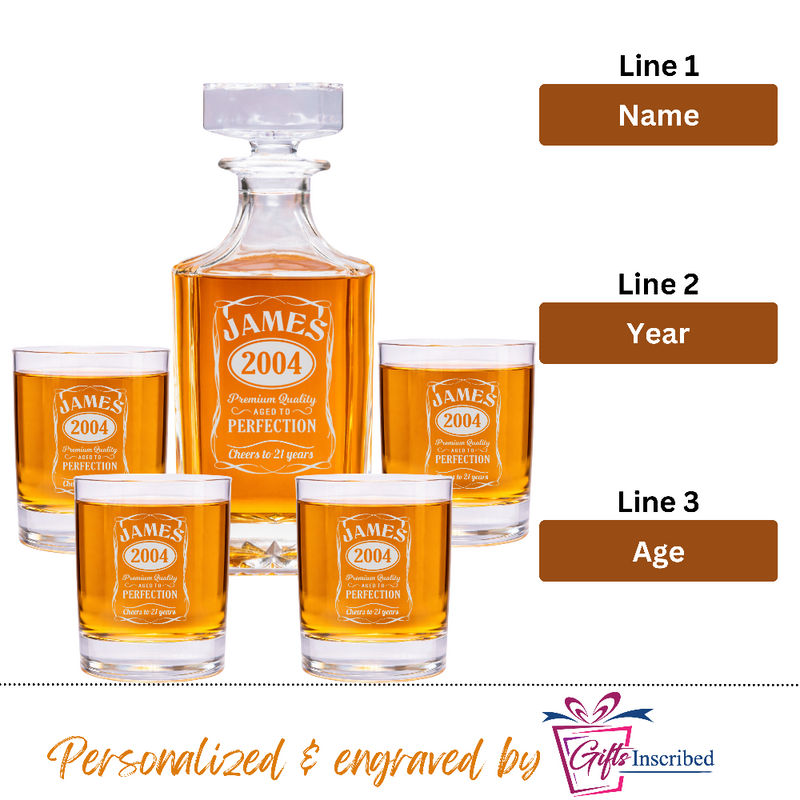 Whiskey Decanter + 4 Glasses Design 14