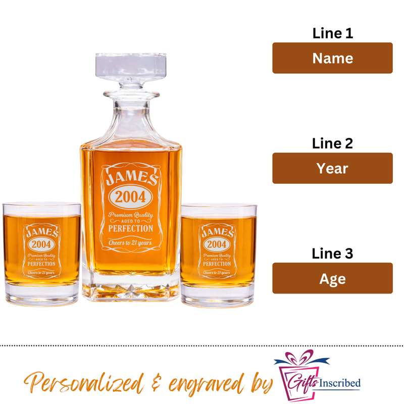 Whiskey Decanter + 2 Glasses Design 14