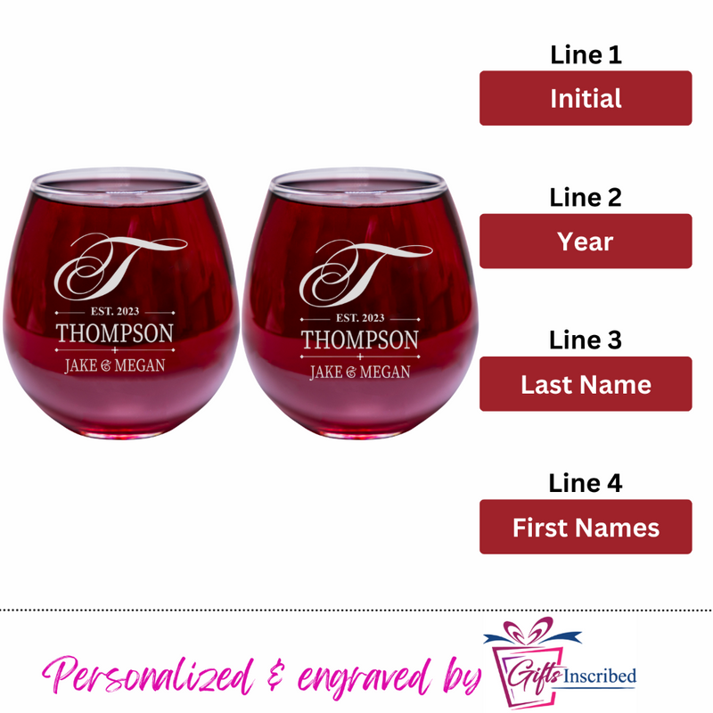 Mr & Mrs Wine Stemless Design 2