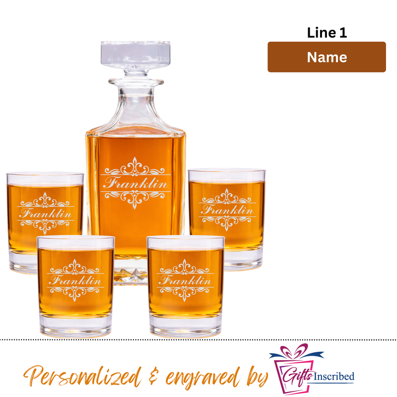 Whiskey Decanter + 4 Glasses Design 4