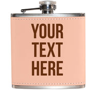 Pink flask with 'Your Text Here' text on a white background