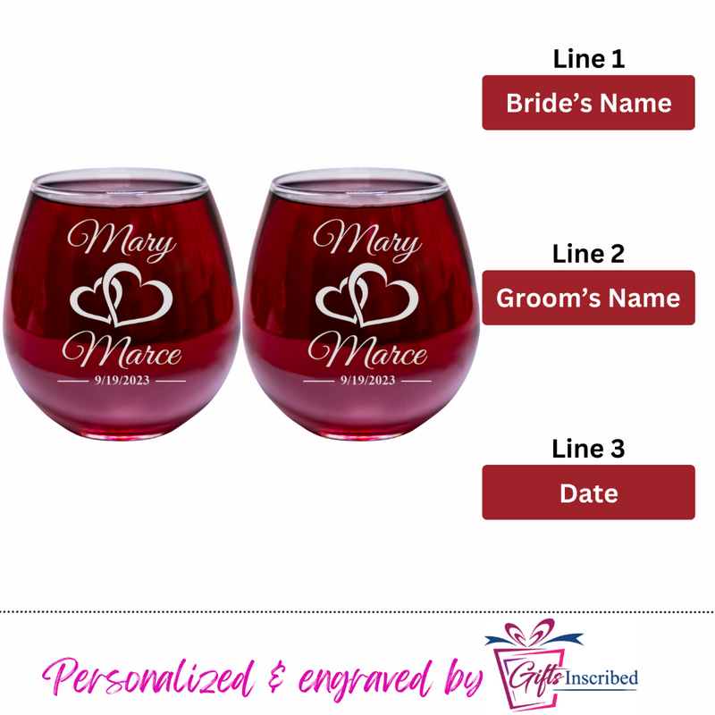 Mr & Mrs Wine Stemless Design 5
