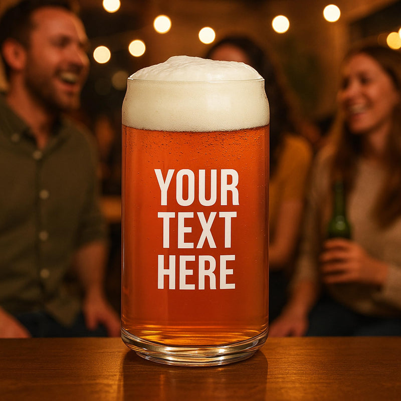 Personalized Beer Can Glass – Custom Engraved 16 oz Pint Glass Gift