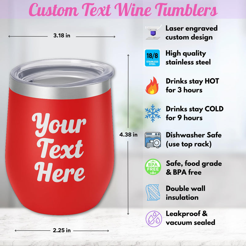 Personalized Wine Tumbler with Lid | Custom Engraved Stainless Steel Mug