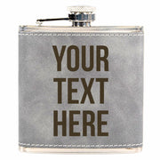 Gray flask with 'Your Text Here' text on a white background