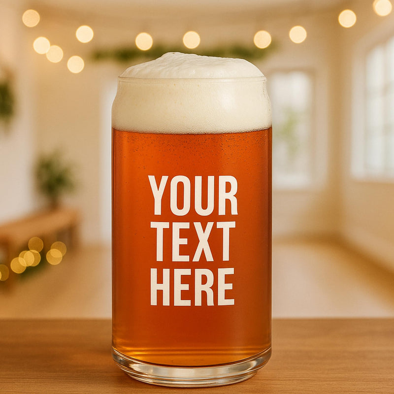 Personalized Beer Can Glass – Custom Engraved 16 oz Pint Glass Gift