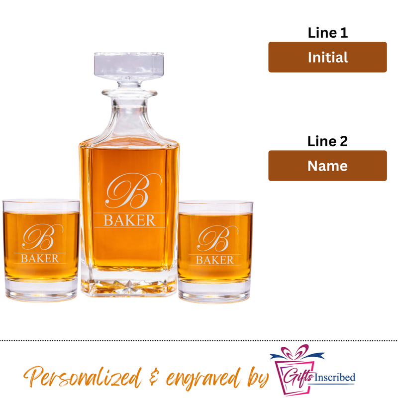 Whiskey Decanter + 2 Glasses Design 7