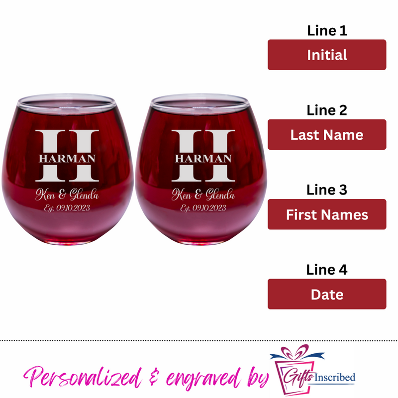 Mr & Mrs Wine Stemless Design 7