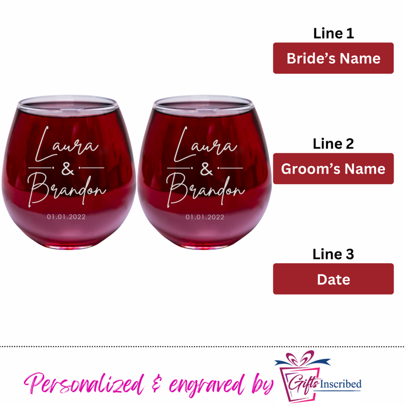 Mr & Mrs Wine Stemless Design 8