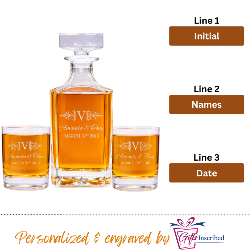 Whiskey Decanter + 2 Glasses Design 8