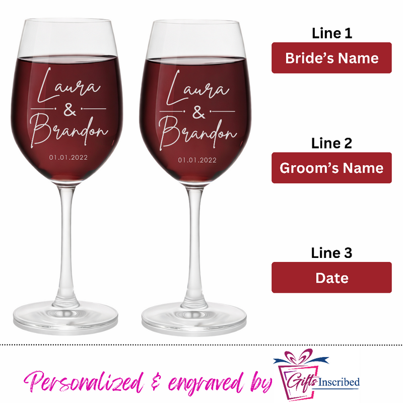 Mr & Mrs Wine Glasses Design 8