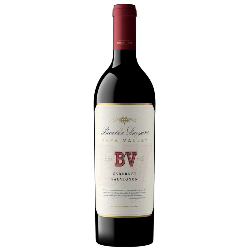 Bottle of BV Cabernet Sauvignon wine on a white background