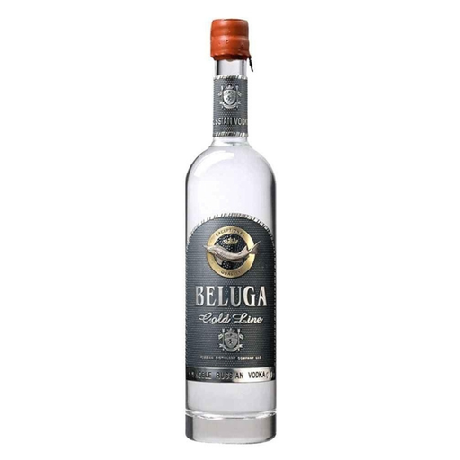 Beluga Gold Line vodka bottle on a white background