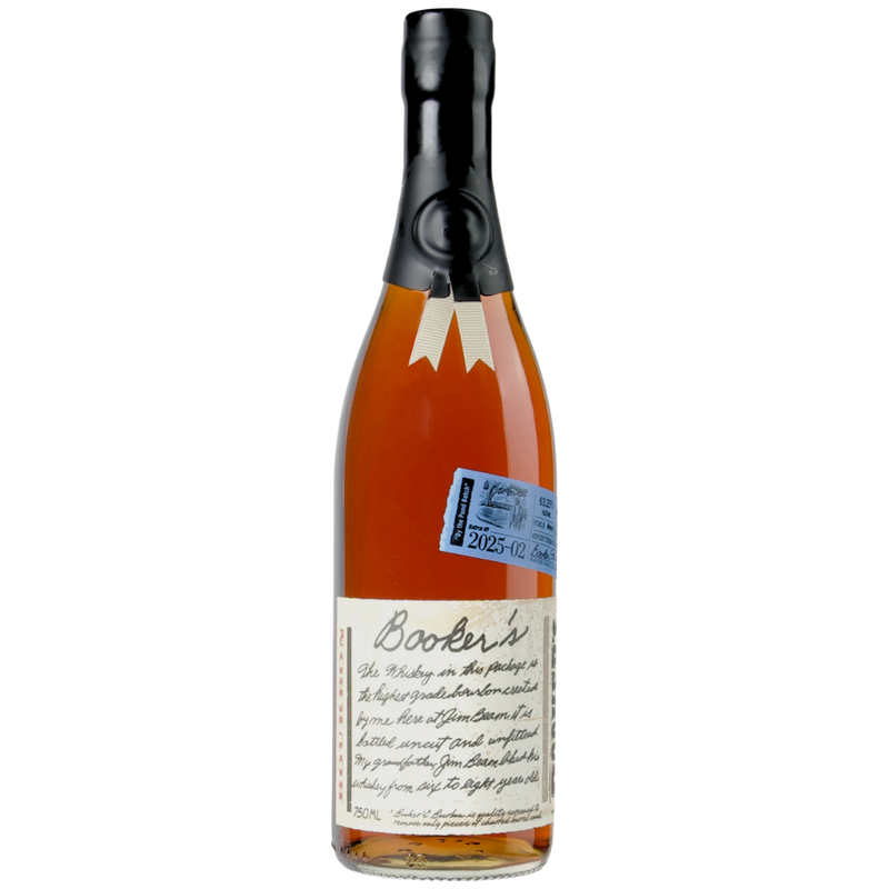 Bottle of Booker's bourbon whiskey on a white background