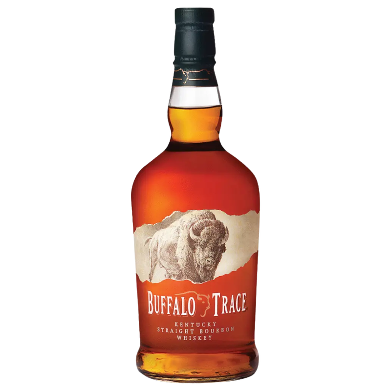 Buffalo Trace bourbon whiskey bottle on a white background
