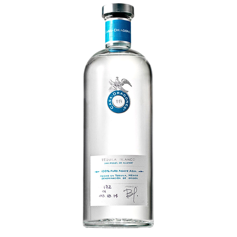 Casa Dragones Blanco Tequila Bottle White Background