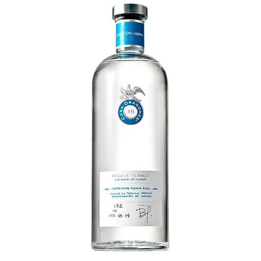 Casa Dragones Blanco Tequila Bottle White Background