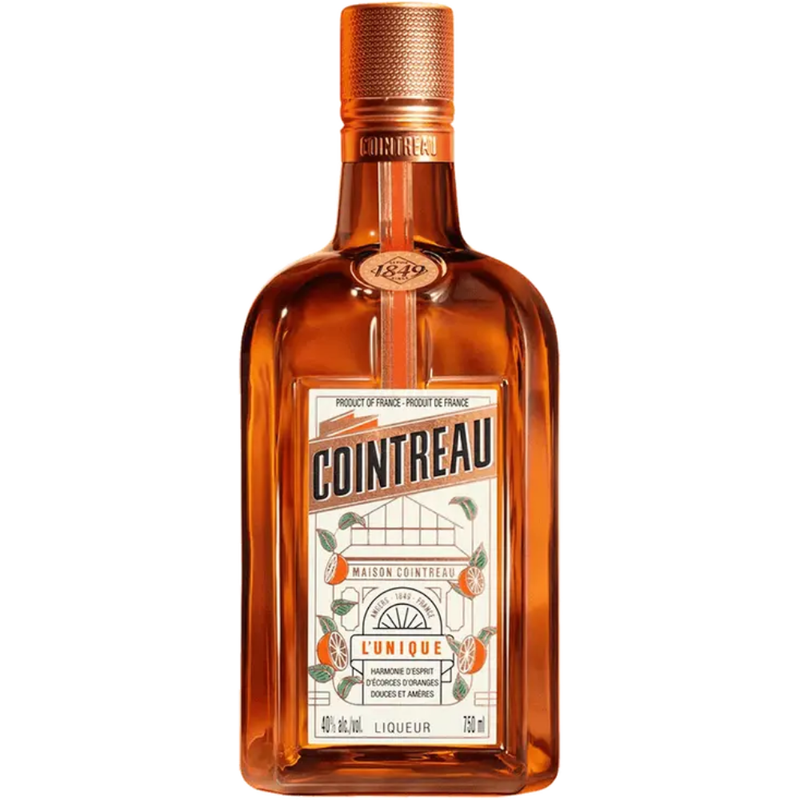 Cointreau liqueur bottle on a white background