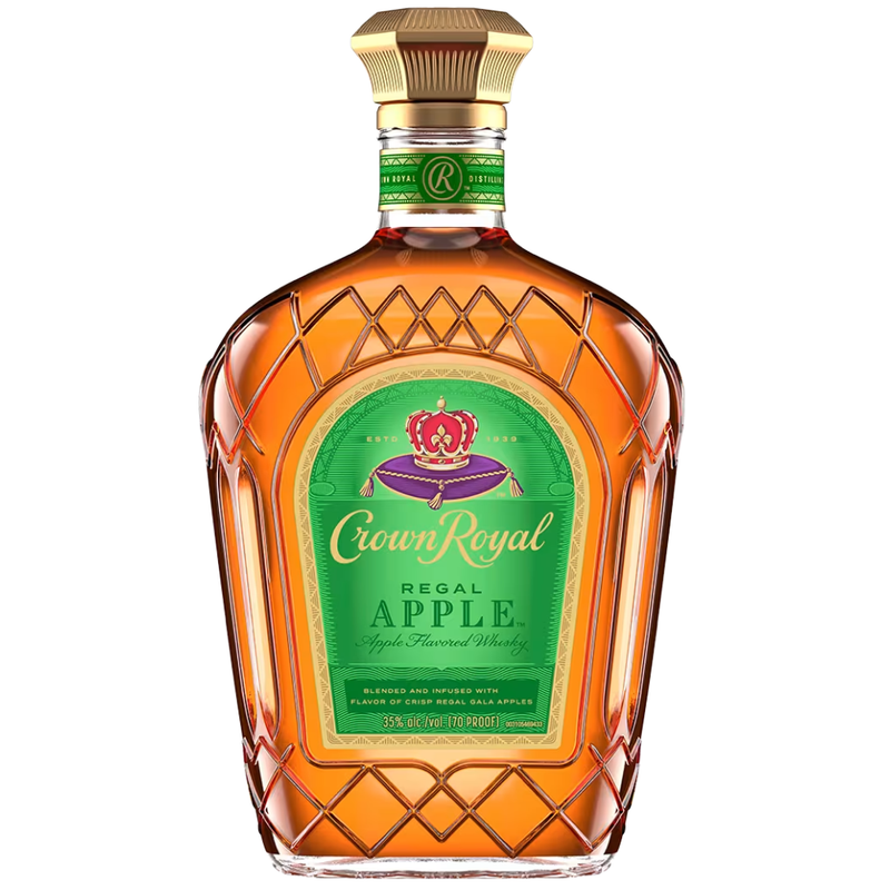 Crown Royal Regal Apple whiskey bottle on a white background