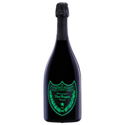 Dom Perignon Brut Luminous Champagne bottle with green label on a white background
