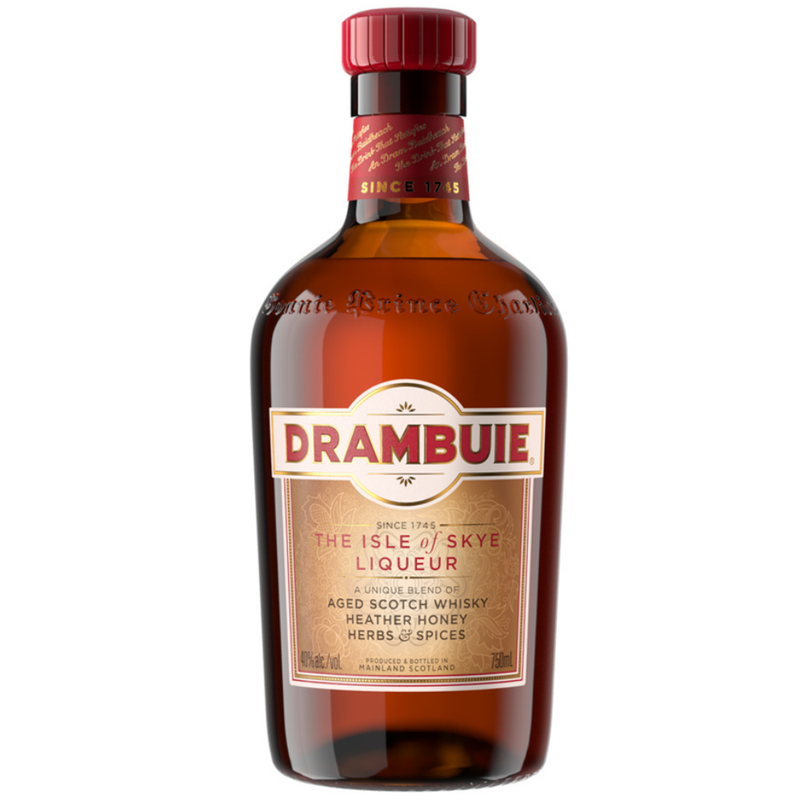 Drambuie Liqueur bottle white background