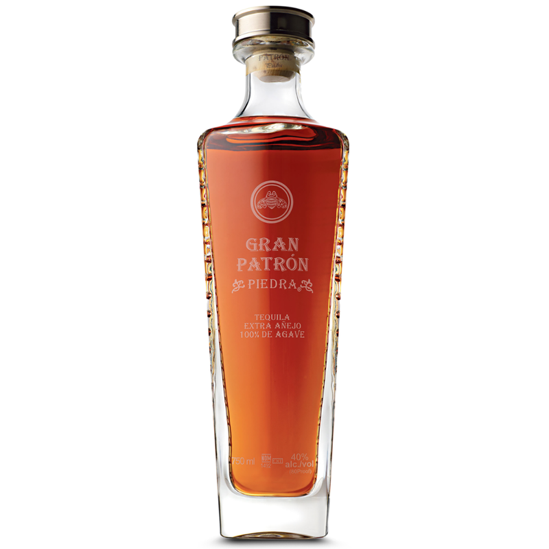 Gran Patron tequila bottle on a white background