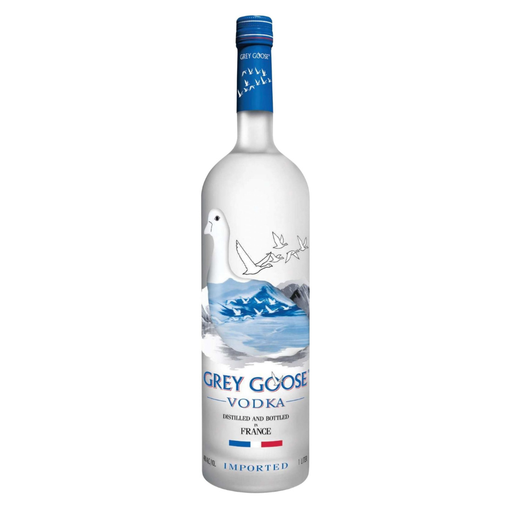 Grey Goose vodka bottle on a white background