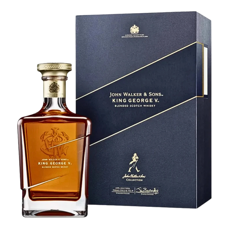 Johnnie Walker King George V Whiskey with packaging white background