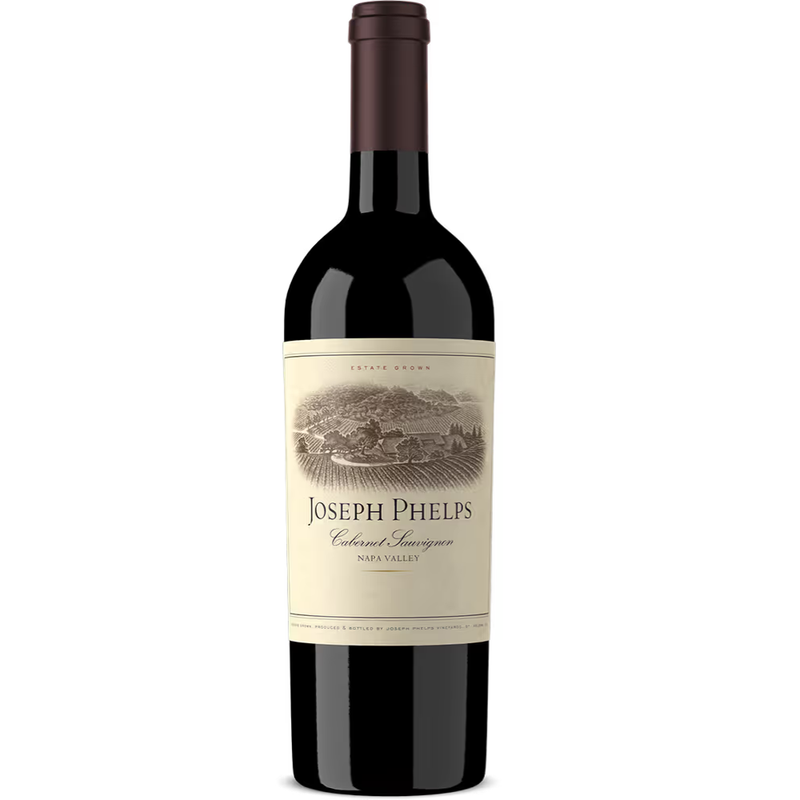 Joseph Phelps Cabernet Sauvignon wine bottle on a white background