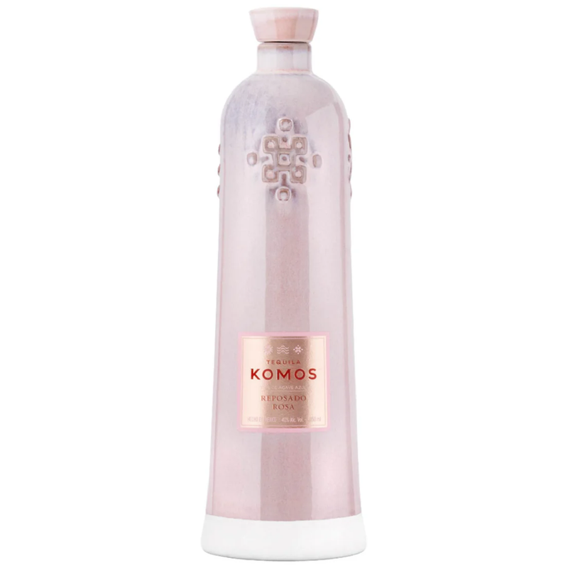 Bottle of Komos Rosa Reposado on white background