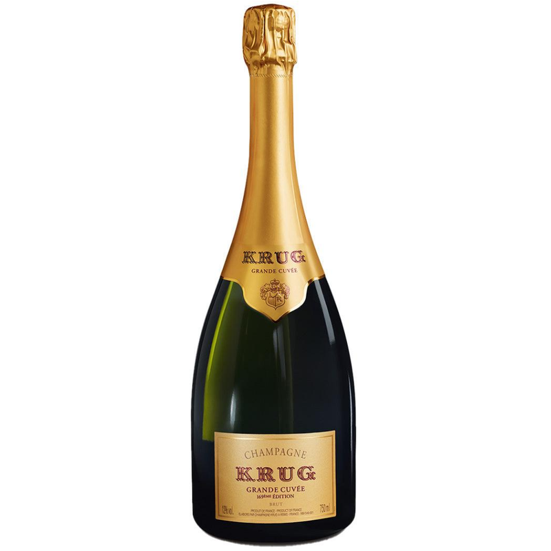 Krug champagne bottle on a white background