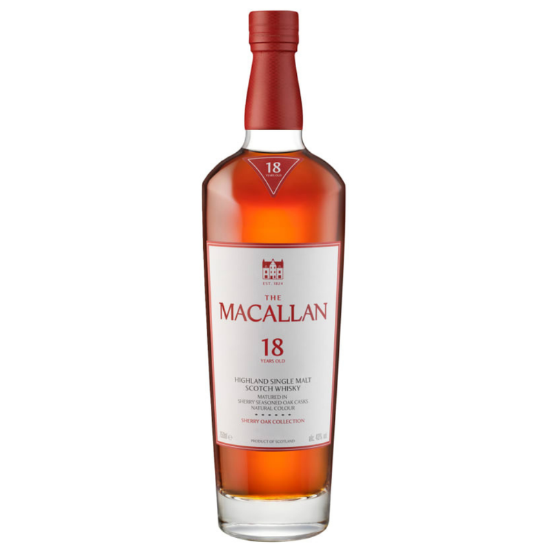 Macallan 18 Years Sherry Oak Single Malt Scotch Whisky white background