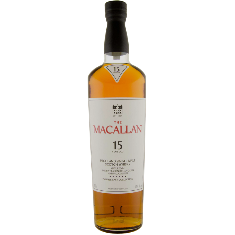 Macallan Double Cask 15 Years Old Single Malt Scotch White Background