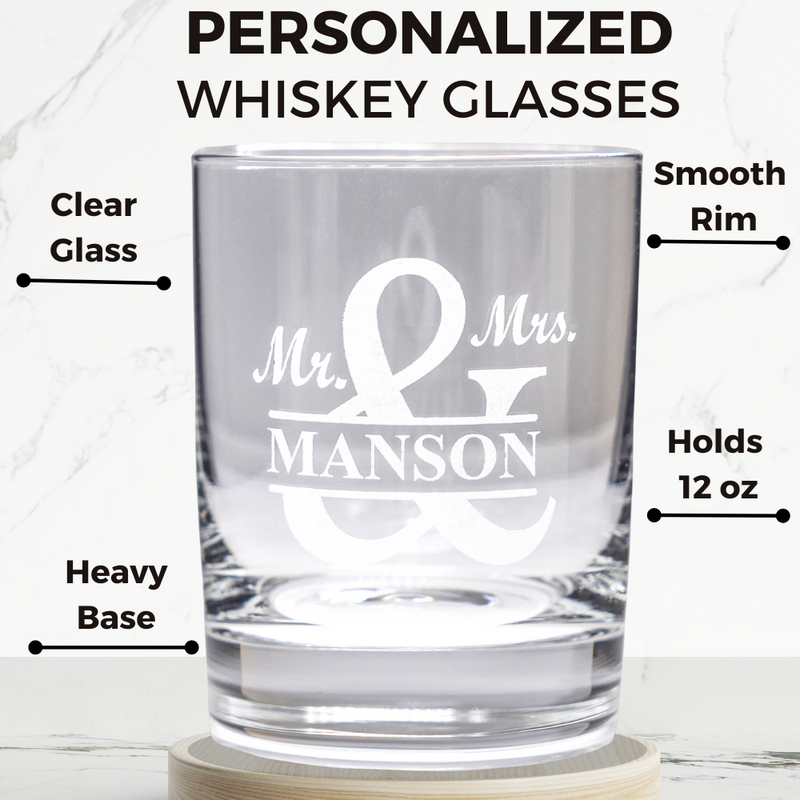Engraved Whiskey Decanter Set with 2 Glasses