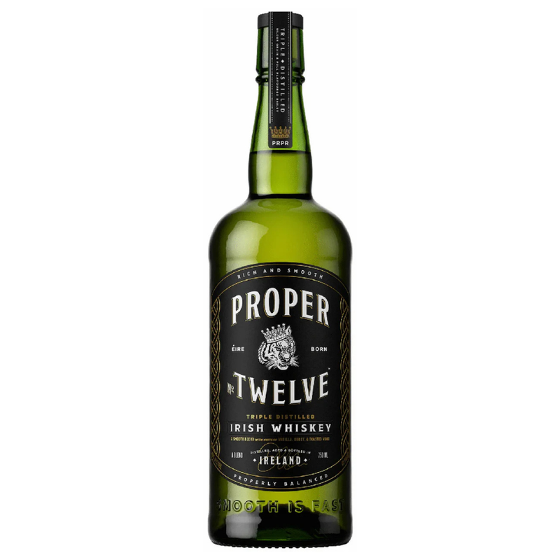 Proper No Twelve Irish Whiskey Bottle White Background