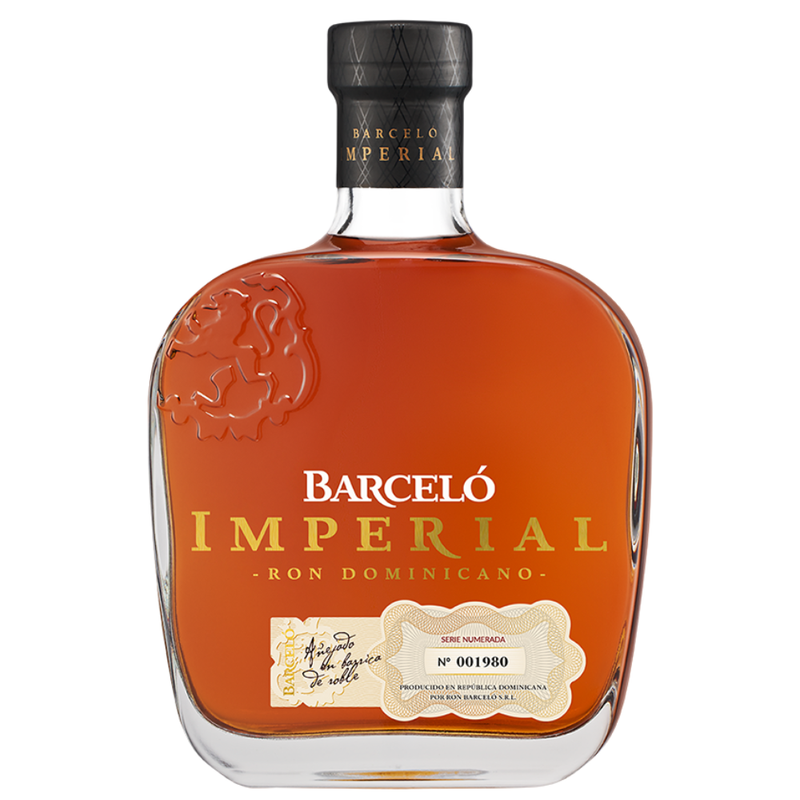 Barceló Imperial rum bottle on a white background