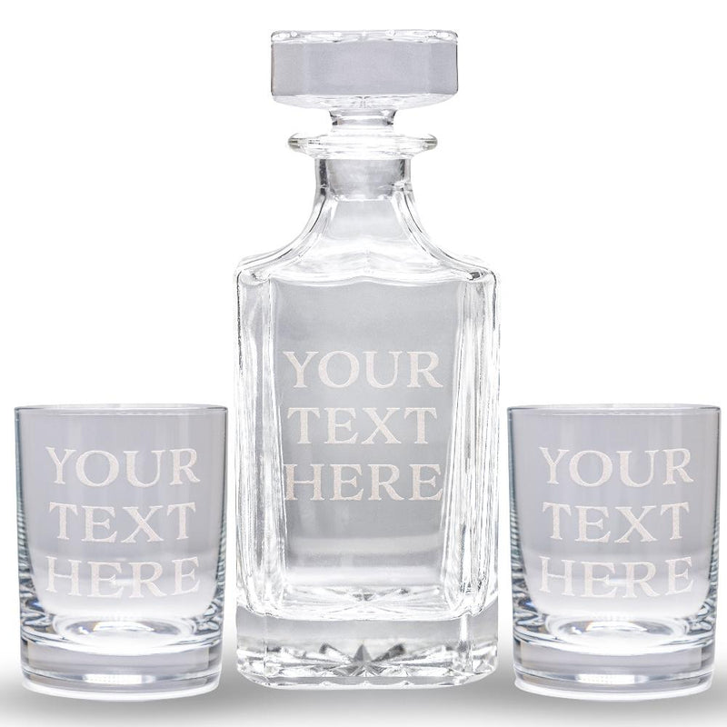 Custom Text Whiskey Decanter Set