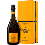 Veuve Clicquot La Grande Dame champagne bottle and packaging on a white background