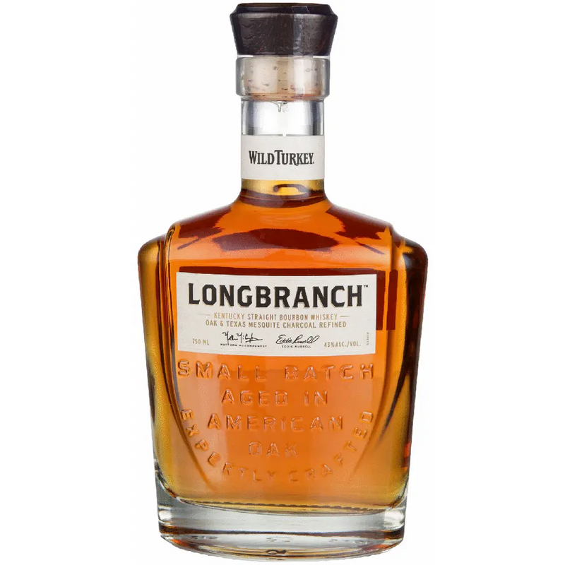 Longbranch bourbon whiskey bottle on a white background