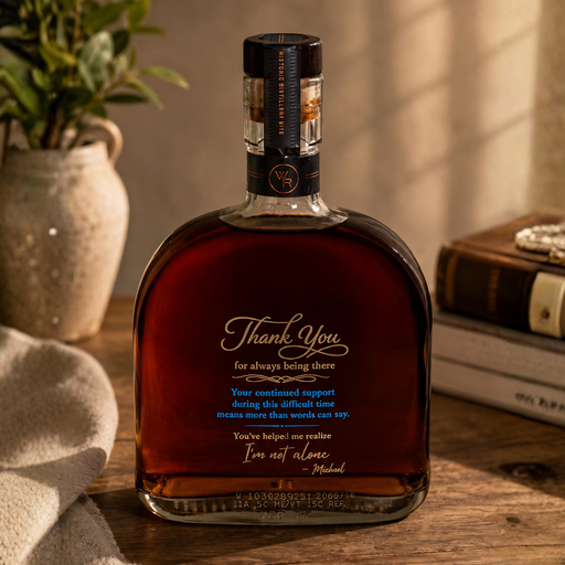 Woodford Reserve Double Oaked Back Engraved Gold & Blue lifestyle Background