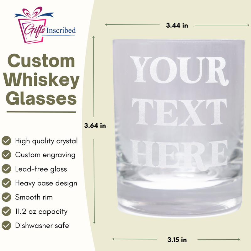 Custom Text Whiskey Decanter & 4 Glasses Set