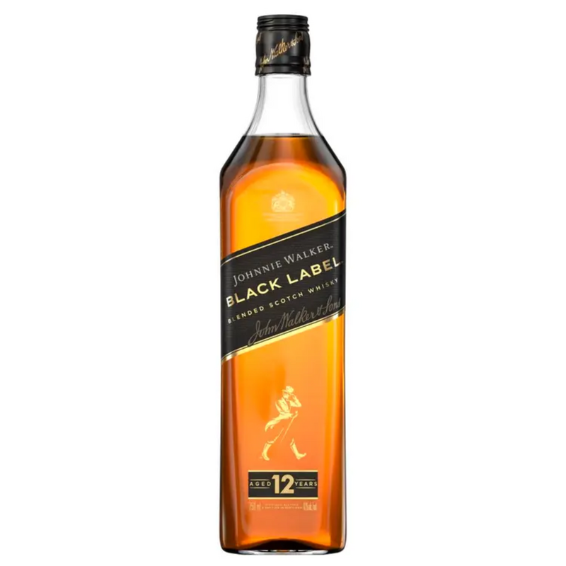 Johnnie Walker Black Label whisky bottle on a white background