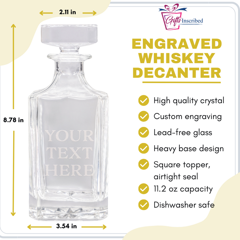 Custom Text Whiskey Decanter Set